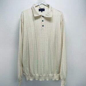 Franco Rossi Sweater Size XL Men’s Merino Wool Blend Long Sleeve Button Cream